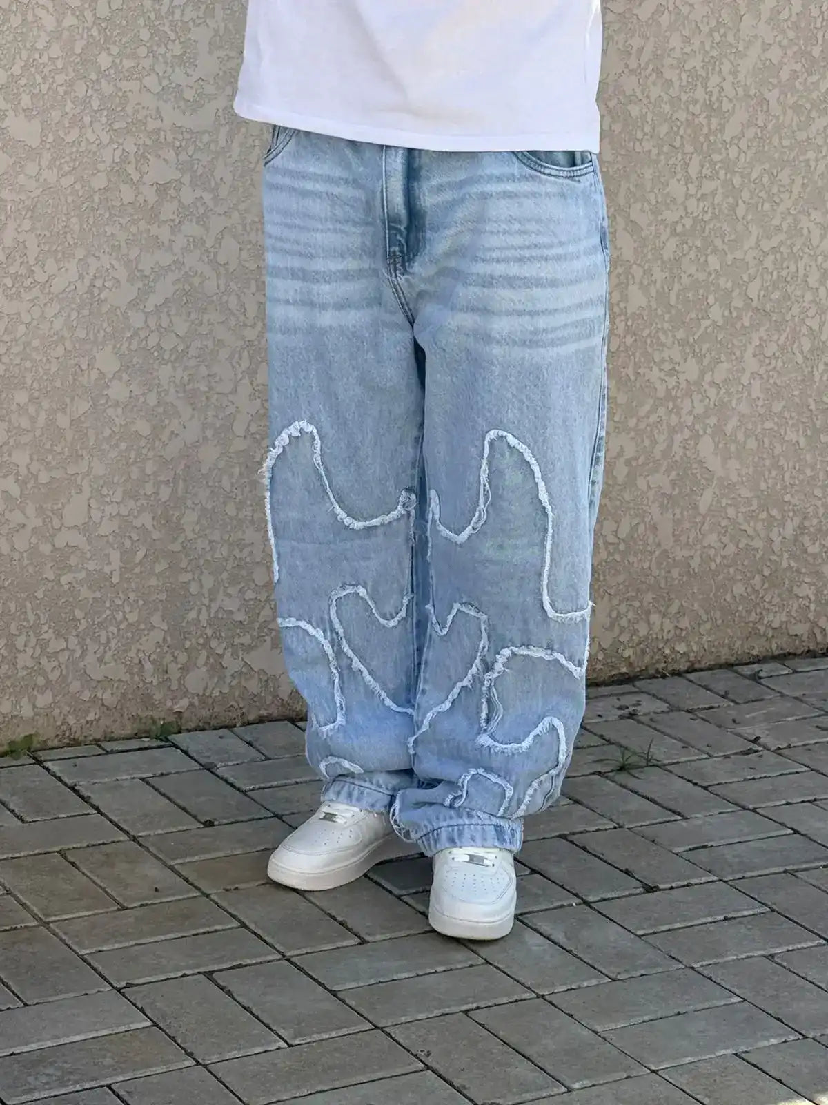 CALÇA JEANS RETA PATCHWORK - DC