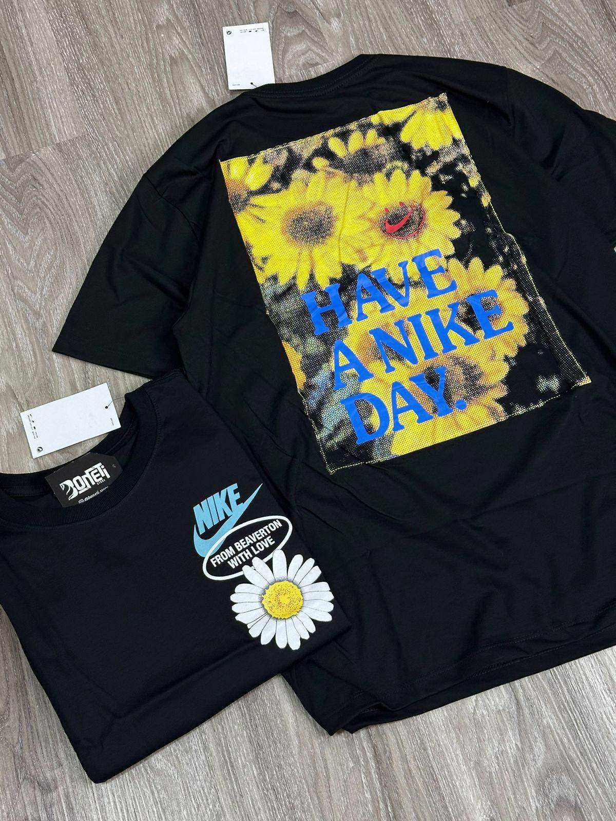 CAMISETA NK DAY FLOWERS - PRETO