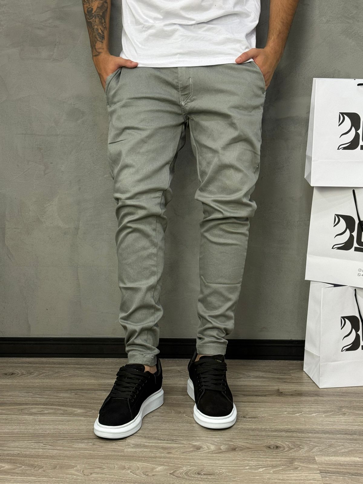 CALÇA SKINNY ALFAIATARIA CINZA JAY - 8173