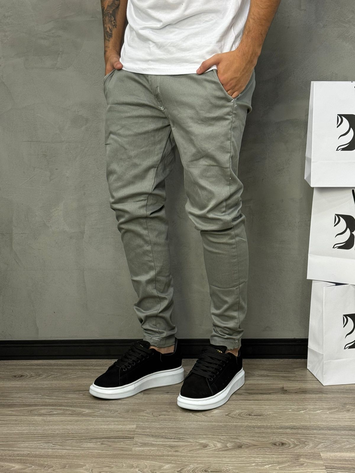 CALÇA SKINNY ALFAIATARIA CINZA JAY - 8173