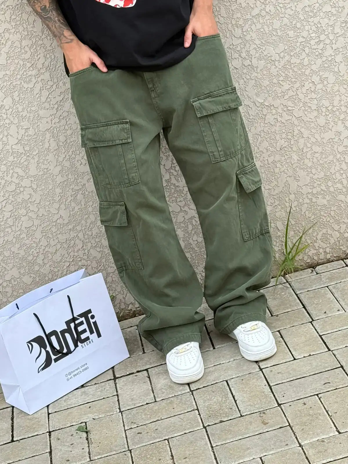 CALÇA CARGO RETA DOUBLE POCKET VERDE - DC