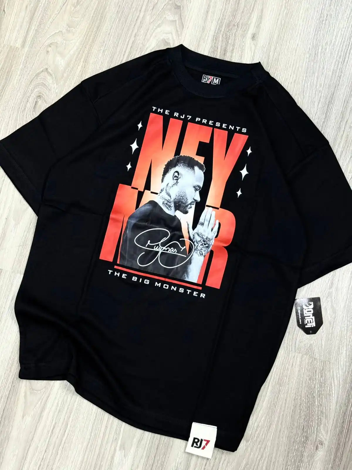 CAMISETA OVERSIZED RJ7 NEY MONSTER - PRETA