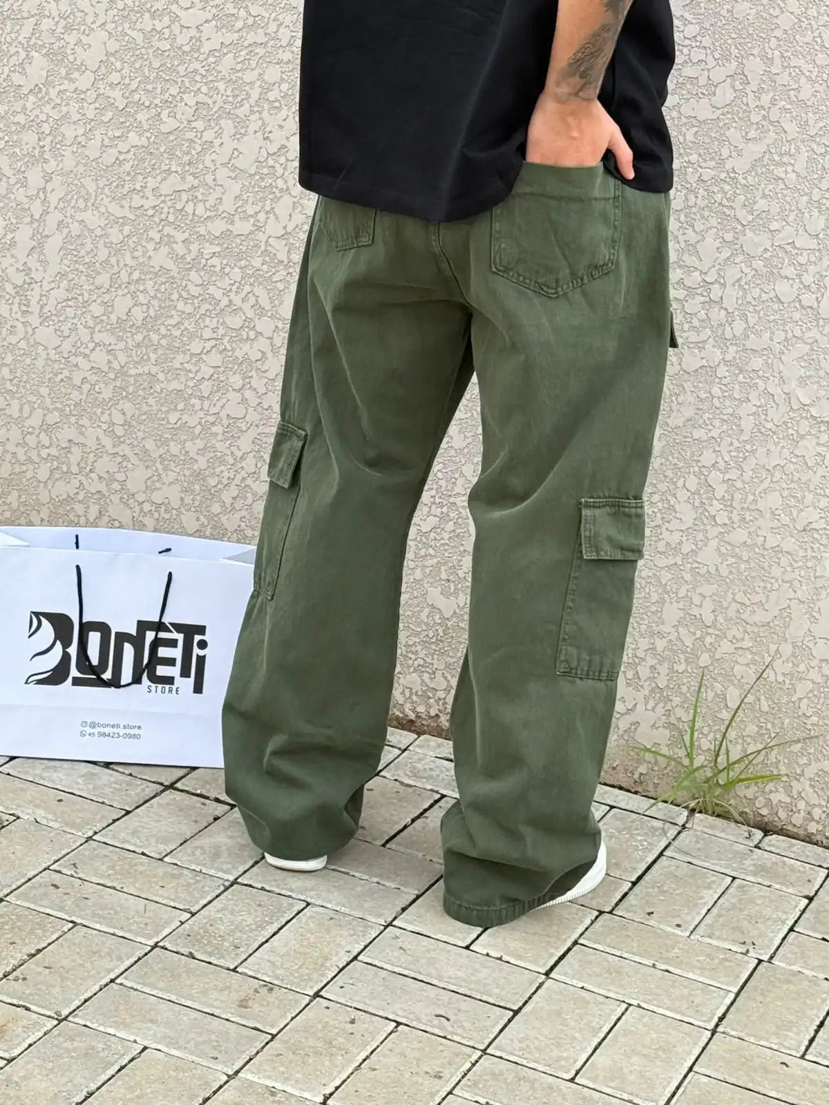 CALÇA CARGO RETA DOUBLE POCKET VERDE - DC