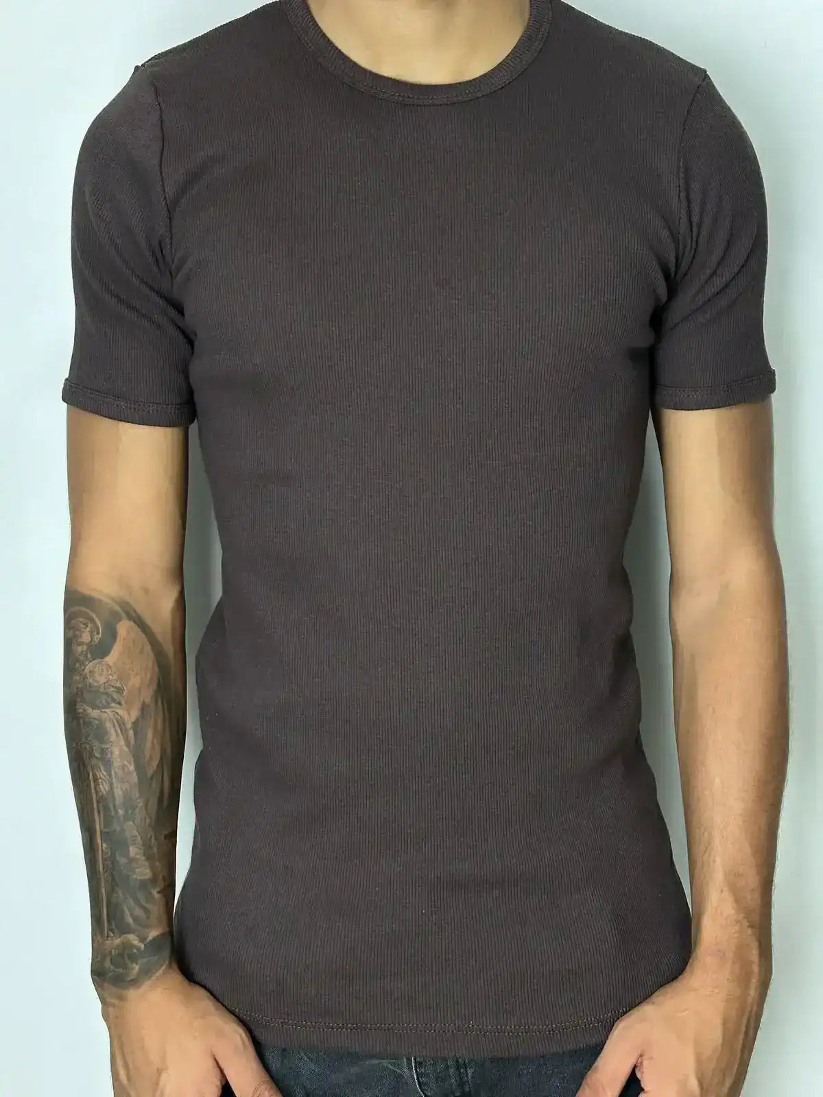 CAMISETA CANELADA - MARROM