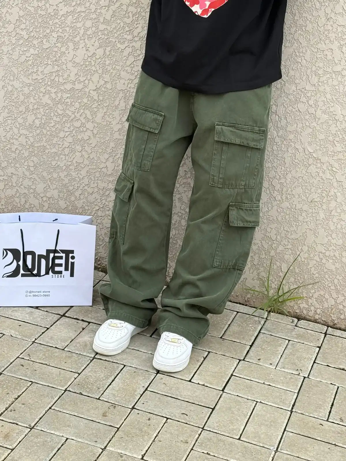 CALÇA CARGO RETA DOUBLE POCKET VERDE - DC