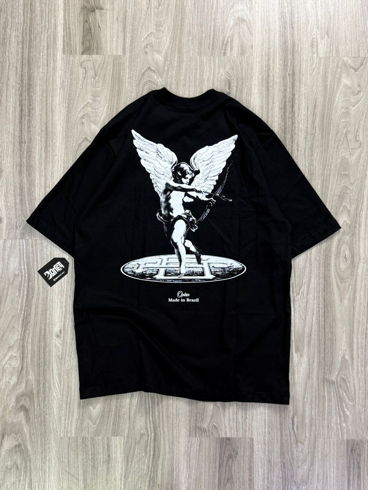 CAMISETA OVERSIZED OPLAN ANGEL OF LOVE - PRETA