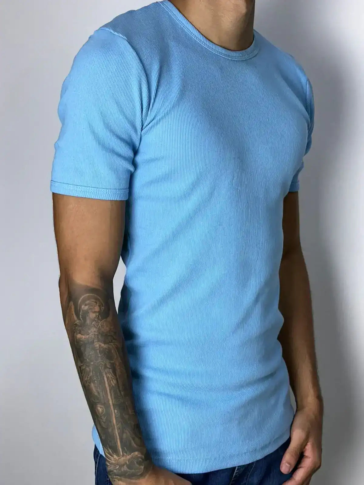 CAMISETA CANELADA - AZUL BEBÊ