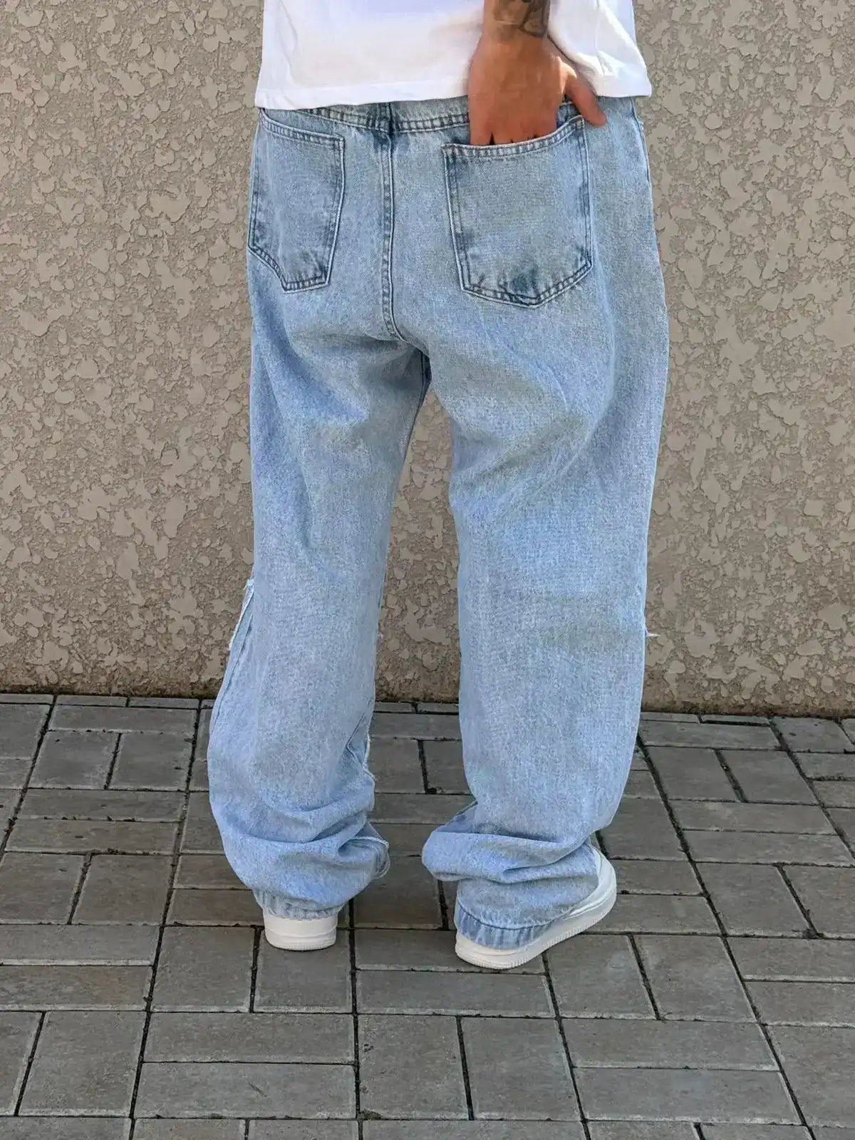 CALÇA JEANS RETA PATCHWORK - DC