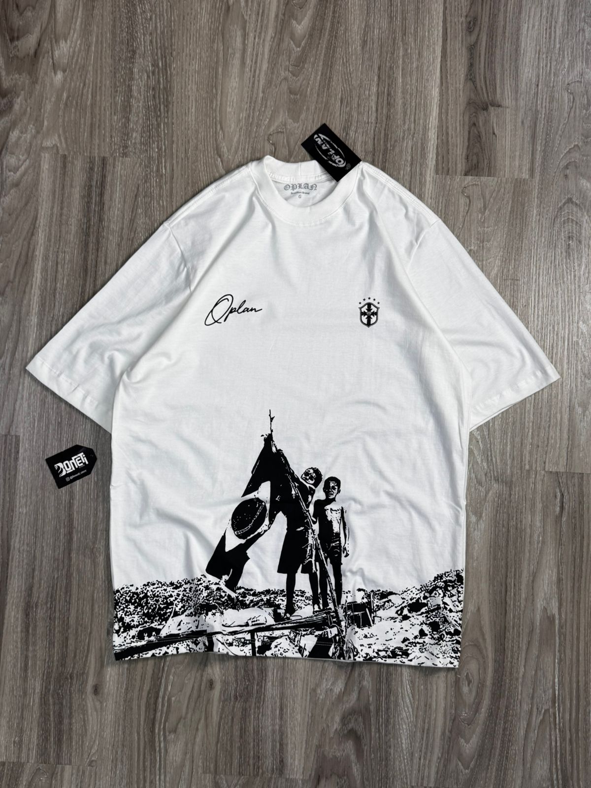 Tシャツ CAMISETA OVERSIZED OPLAN ESPERANÇA - OFFWHITE – Boneti Store | Oficial
