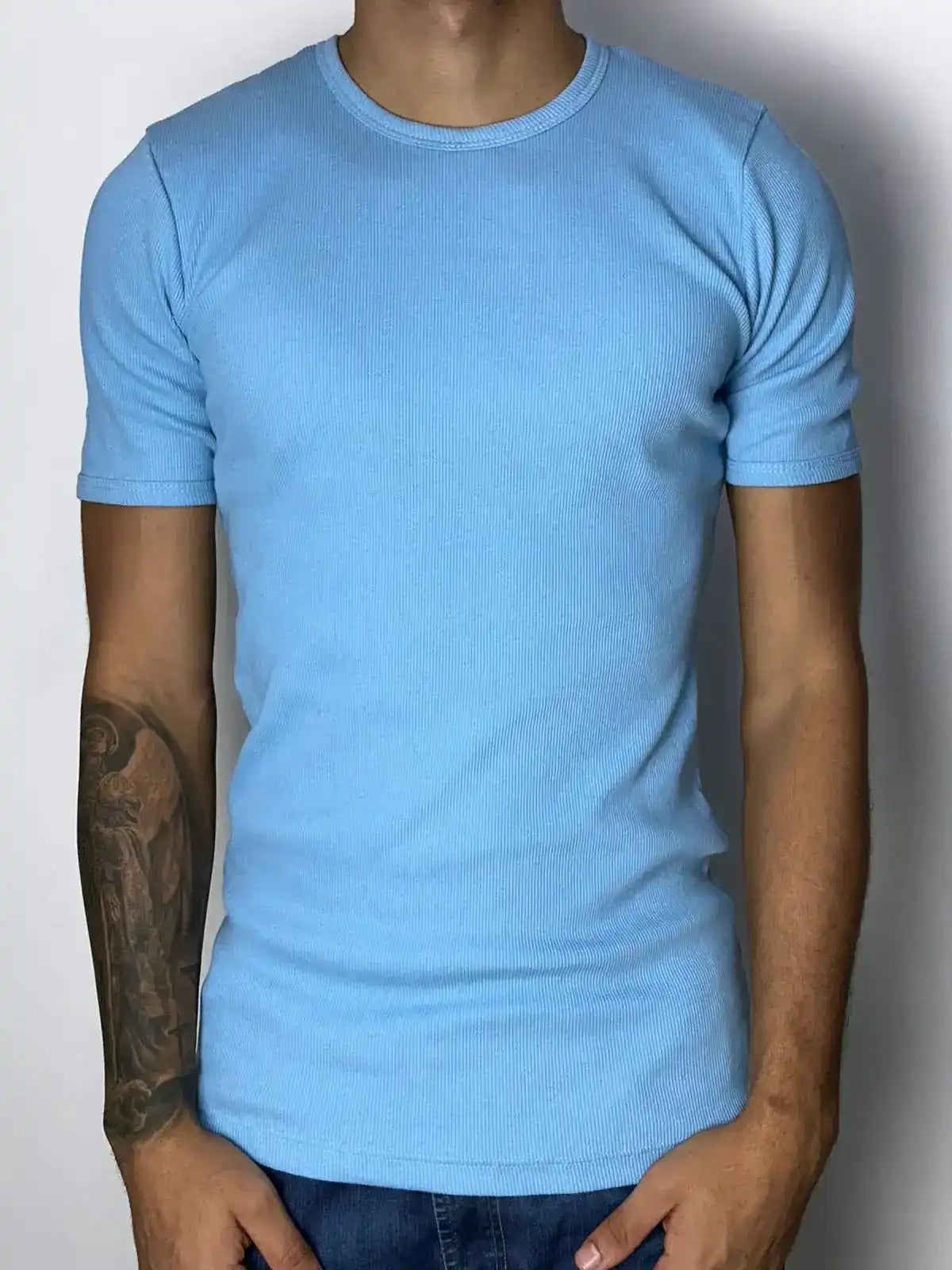 CAMISETA CANELADA - AZUL BEBÊ