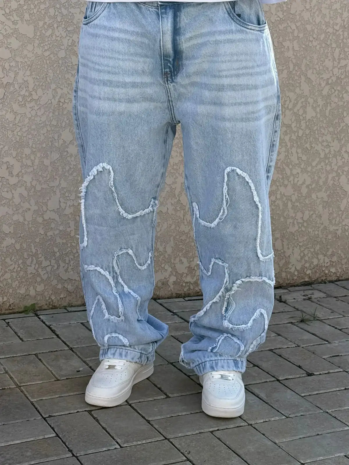 CALÇA JEANS RETA PATCHWORK - DC