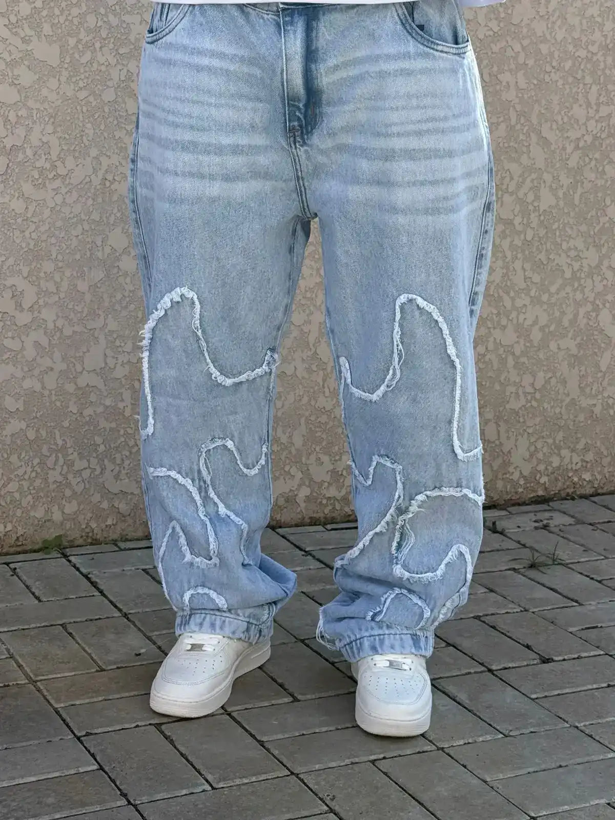 CALÇA JEANS RETA PATCHWORK - DC