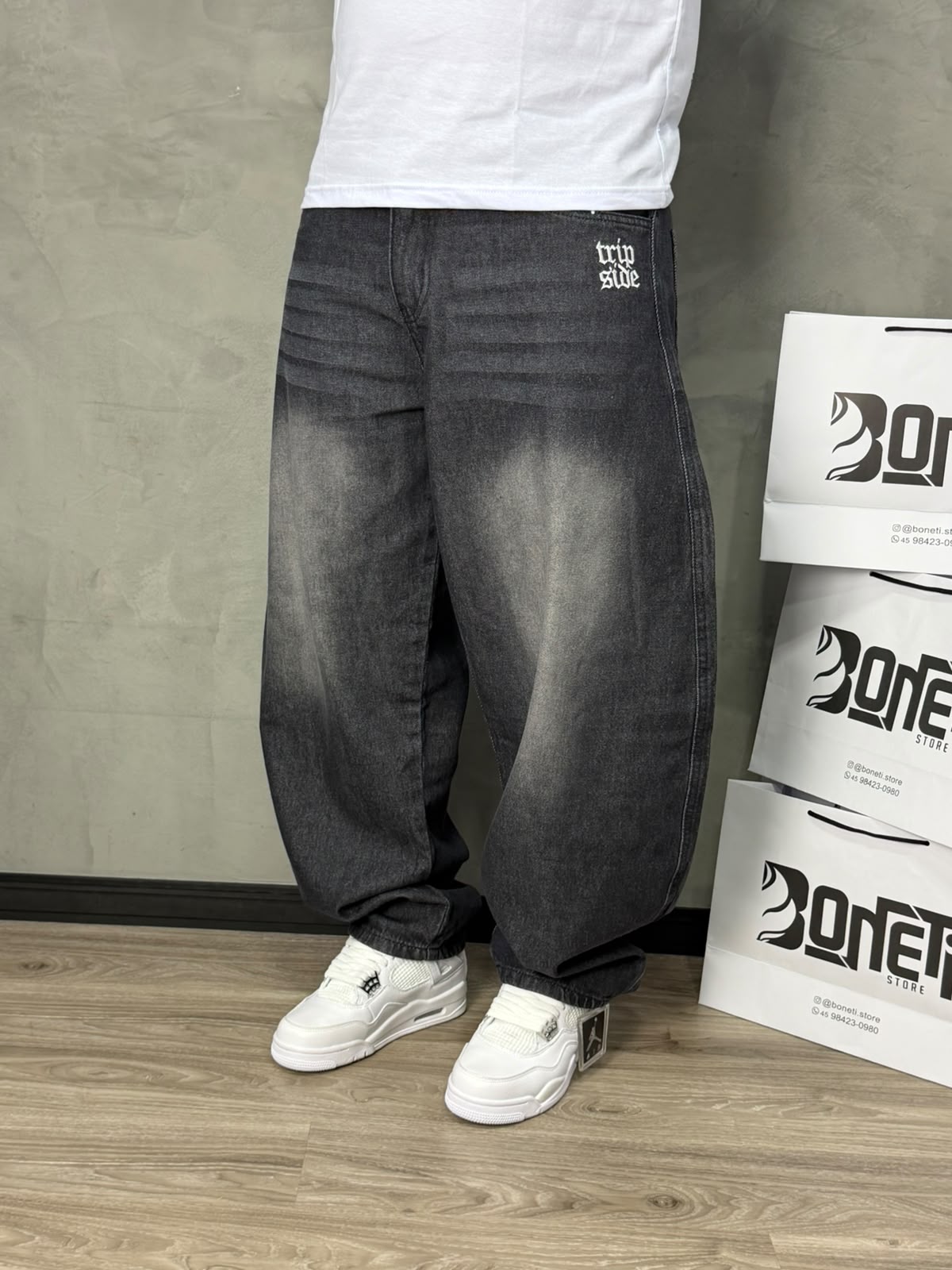 CALÇA JEANS BARREL ESCURA TRIPSIDE - 103