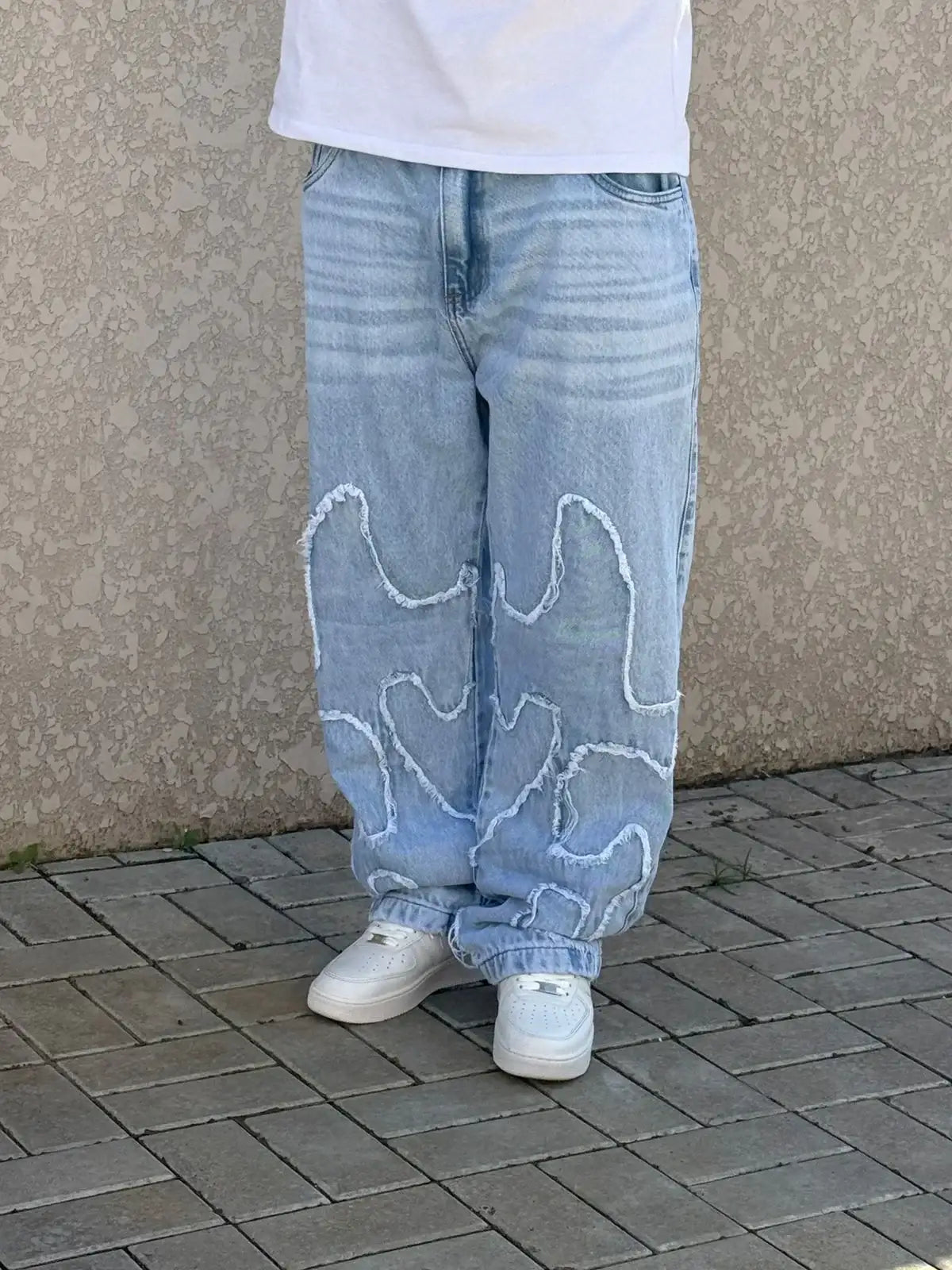 CALÇA JEANS RETA PATCHWORK - DC