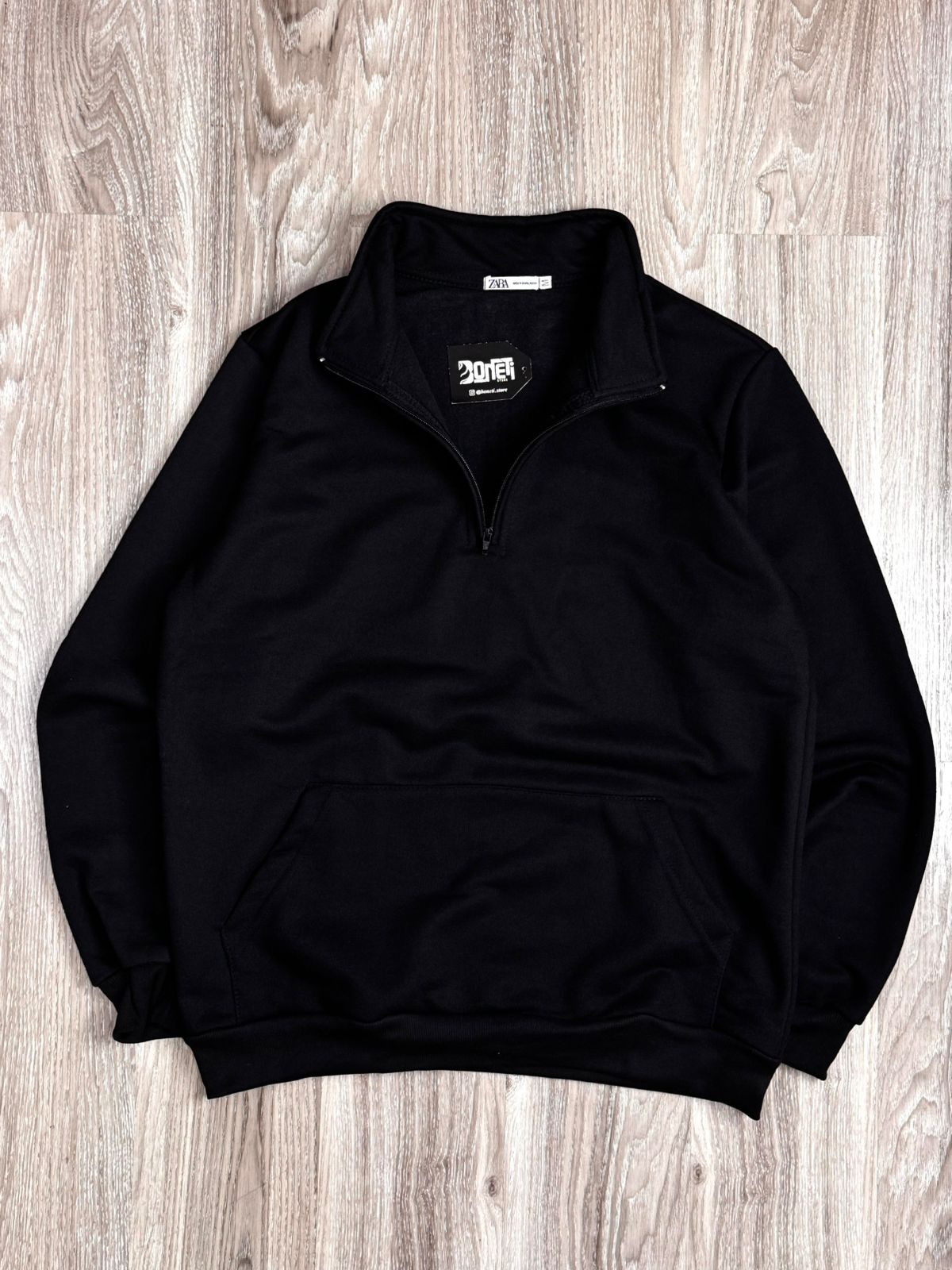 MOLETOM GOLA ALTA ZIP Z.A - PRETO