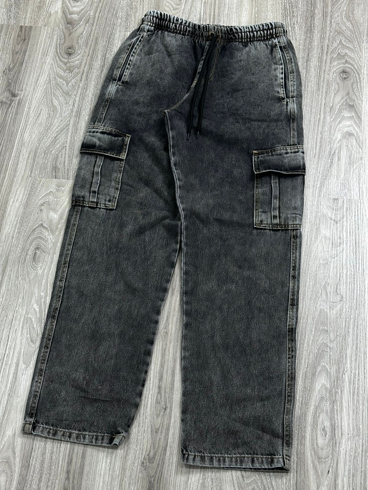 CALÇA CARGO RETA JEANS ESTONADO