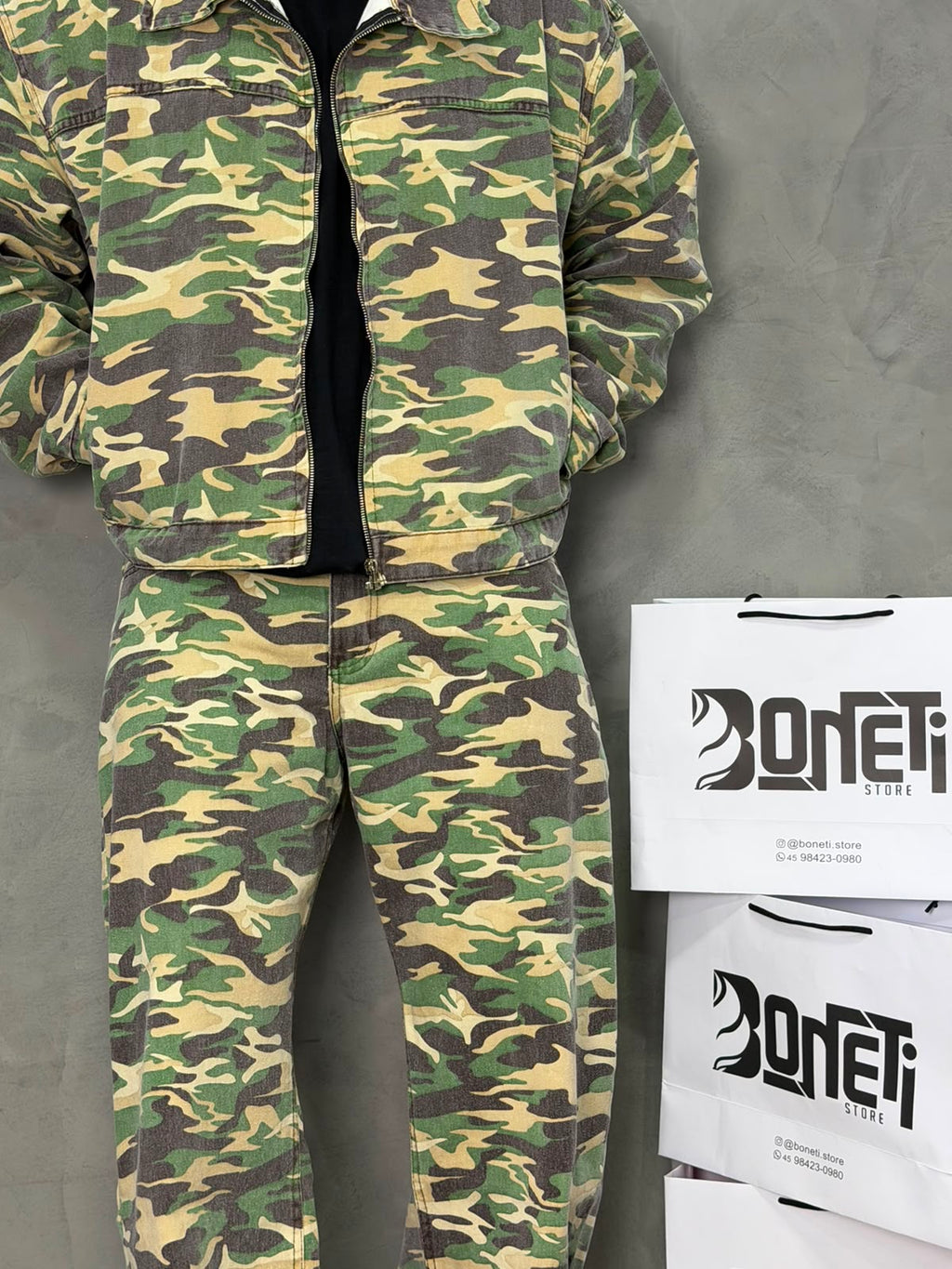 CALÇA JEANS BARREL PRESENCE CAMUFLADA