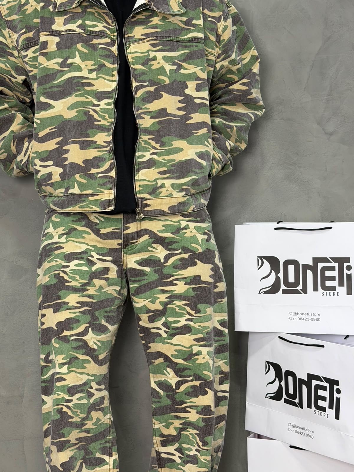 CALÇA JEANS BARREL PRESENCE CAMUFLADA