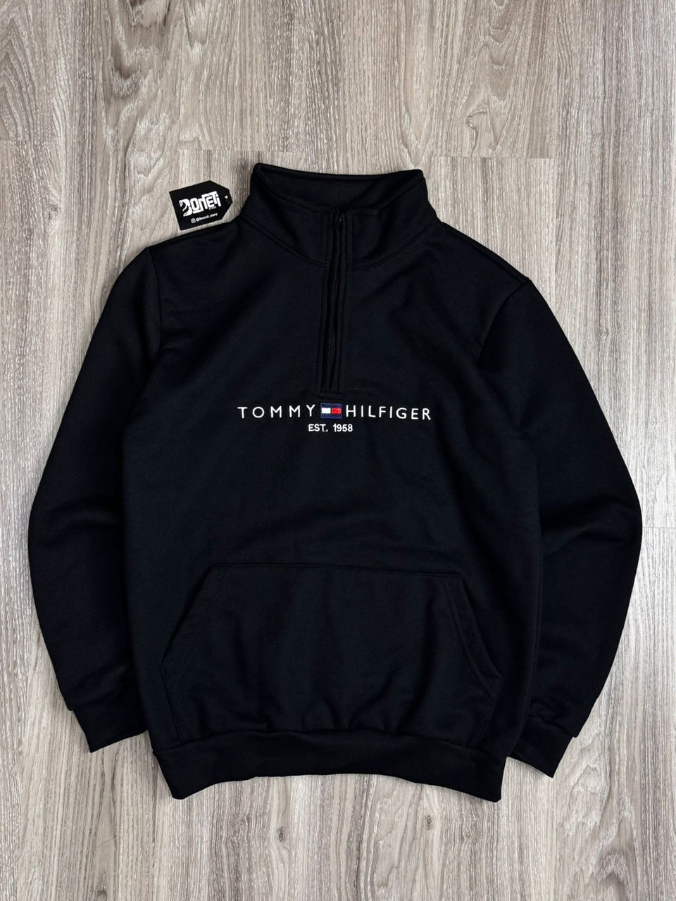 MOLETOM GOLA ALTA ZIP TOMMY - PRETO