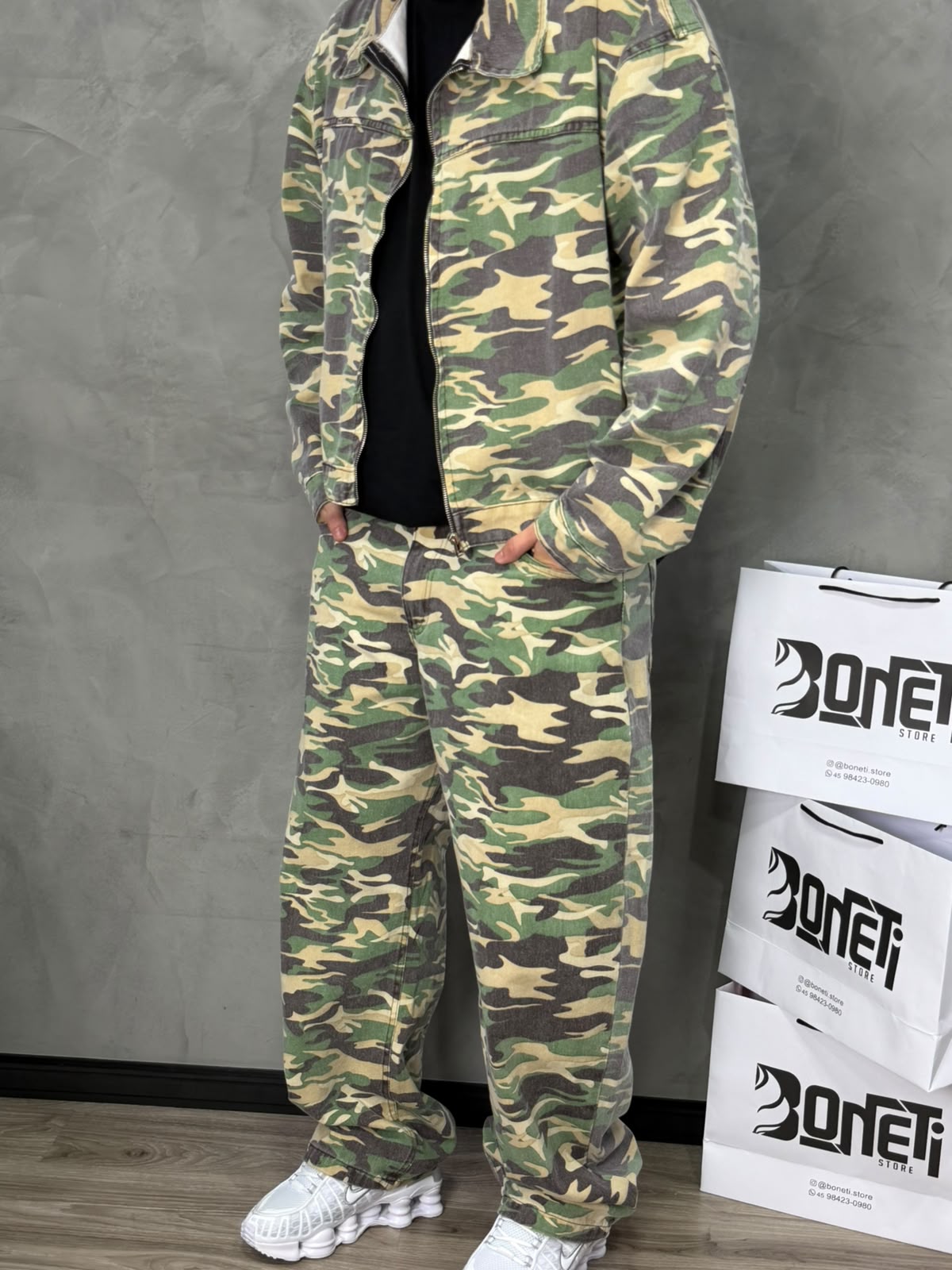 CALÇA JEANS BARREL PRESENCE CAMUFLADA
