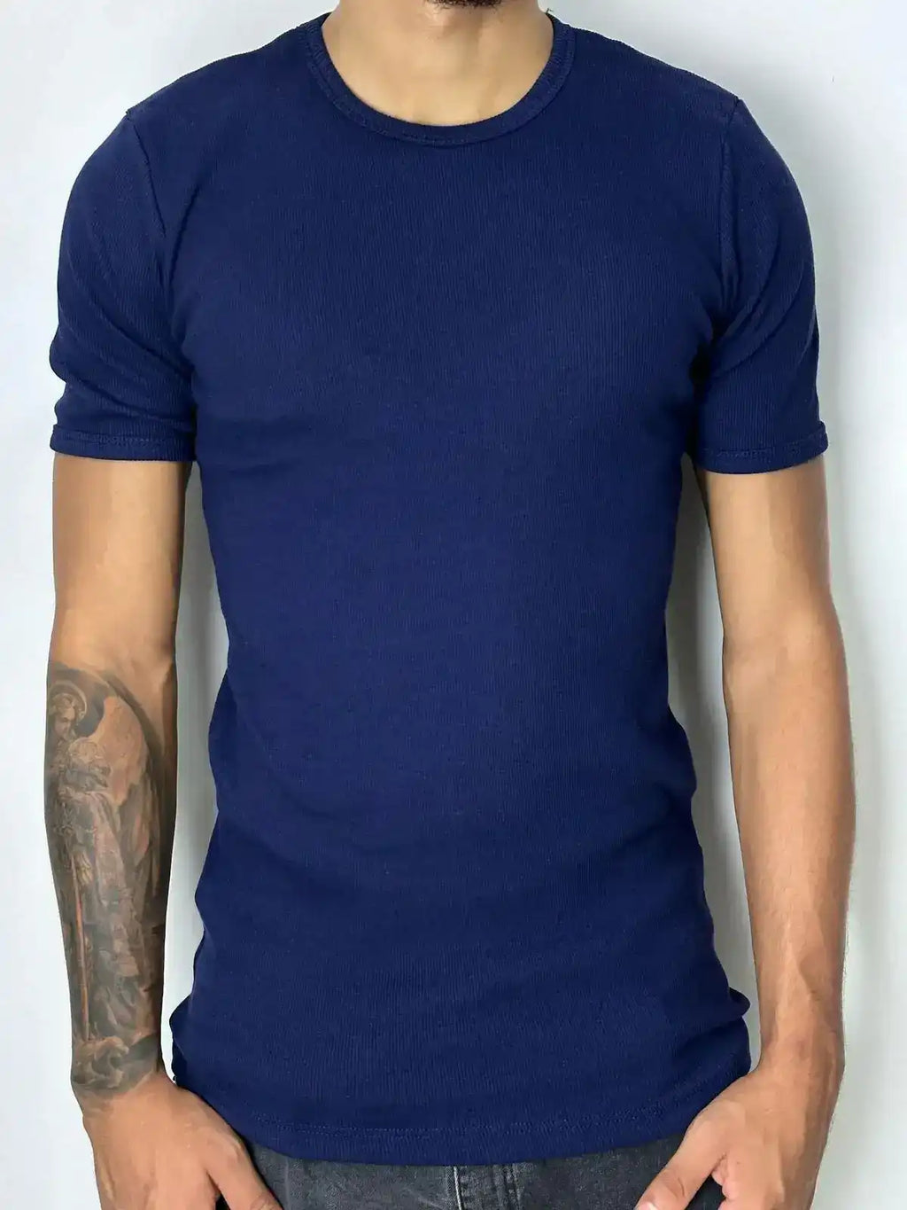 CAMISETA CANELADA - AZUL MARINHO