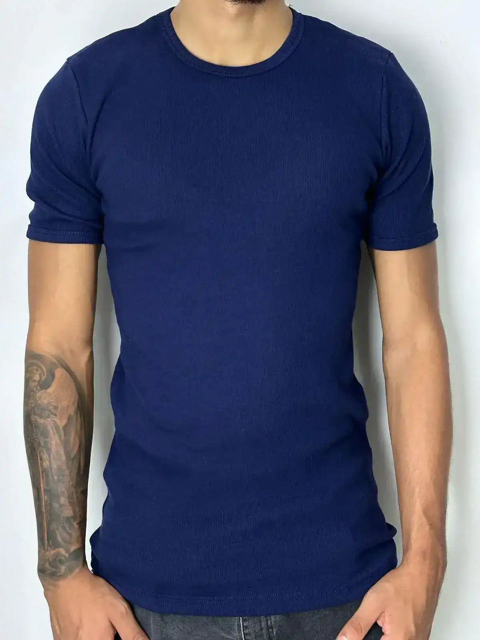 CAMISETA CANELADA - AZUL MARINHO