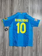 CAMISA RETRÔ BARCELONA 2007 RONALDINHO - AZUL