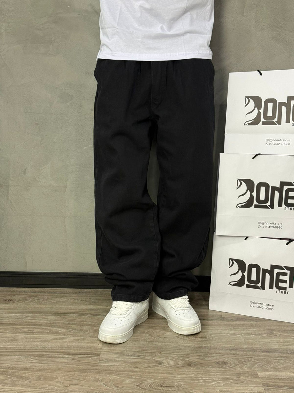 CALÇA BAGGY JEANS PRETA MJ