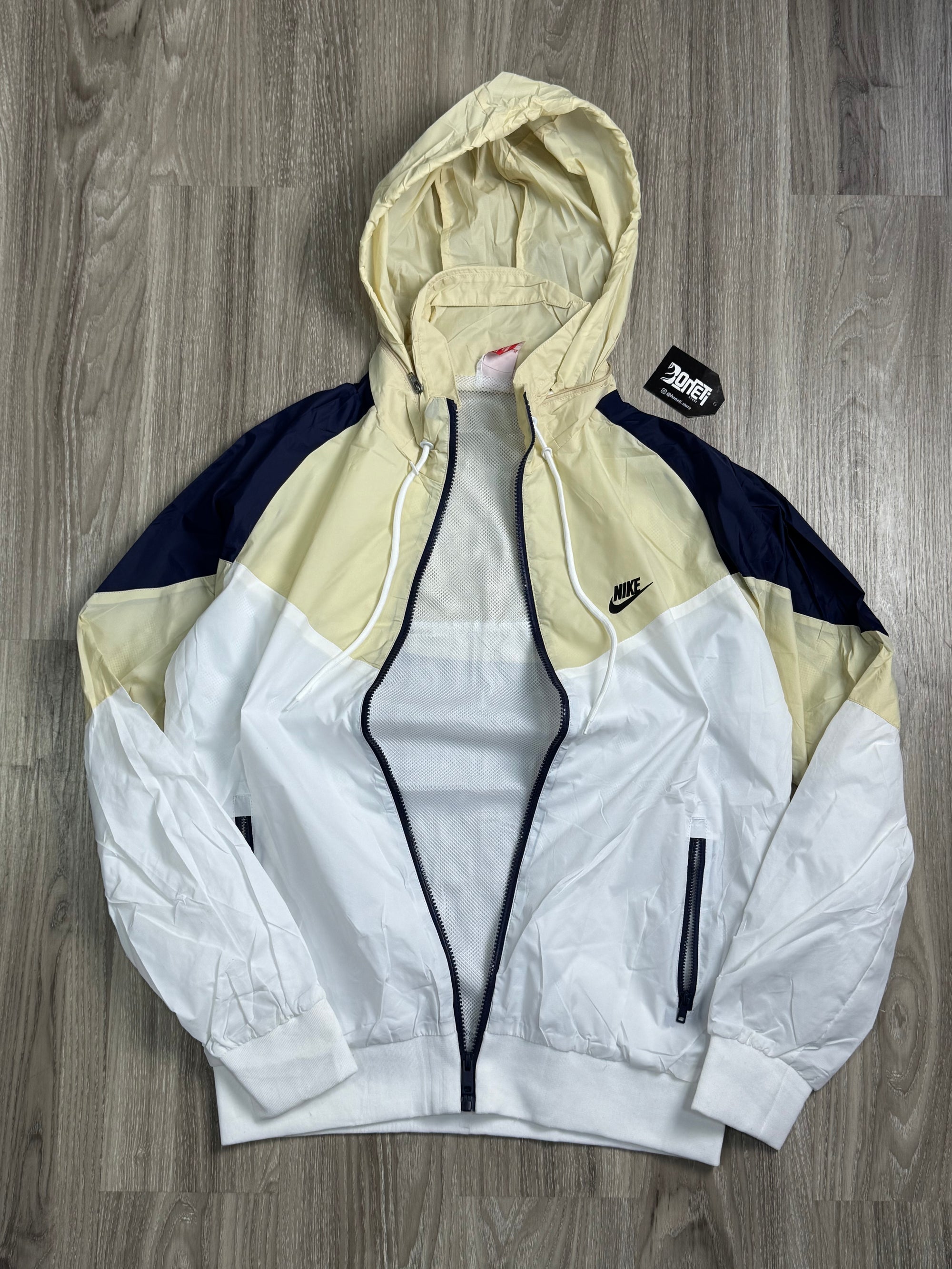 CORTA VENTO NK WINDRUNNER - CREME/AZUL