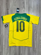 CAMISA RETRÔ BR 2004 RONALDINHO 10 - AMARELA