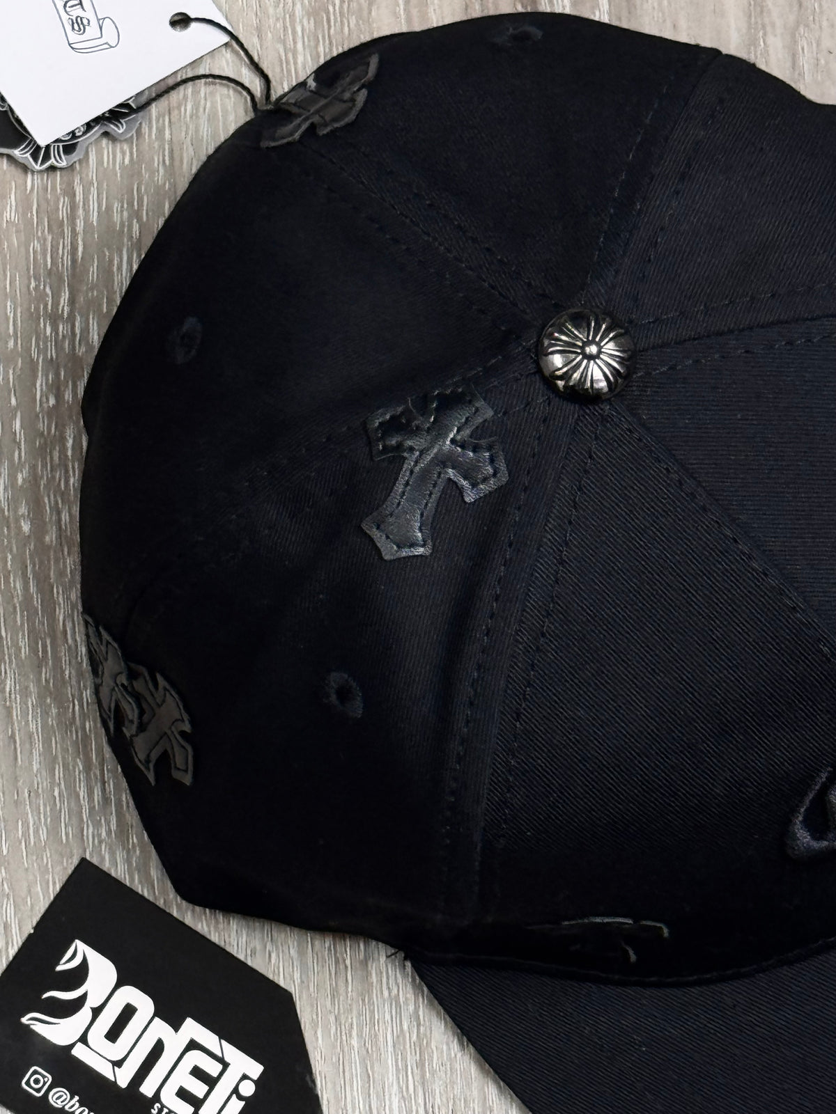 BONÉ CHROME HEARTS CROSS PATCH - ALL BLACK