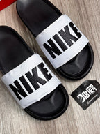 CHINELO SLIDE NK LETTER - BLACK WHITE