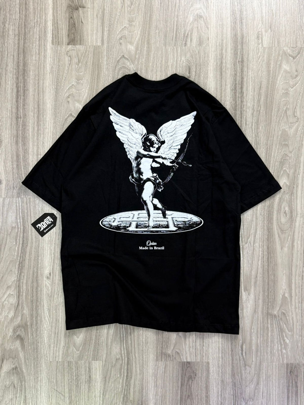 CAMISETA OVERSIZED OPLAN ANGEL OF LOVE - PRETA