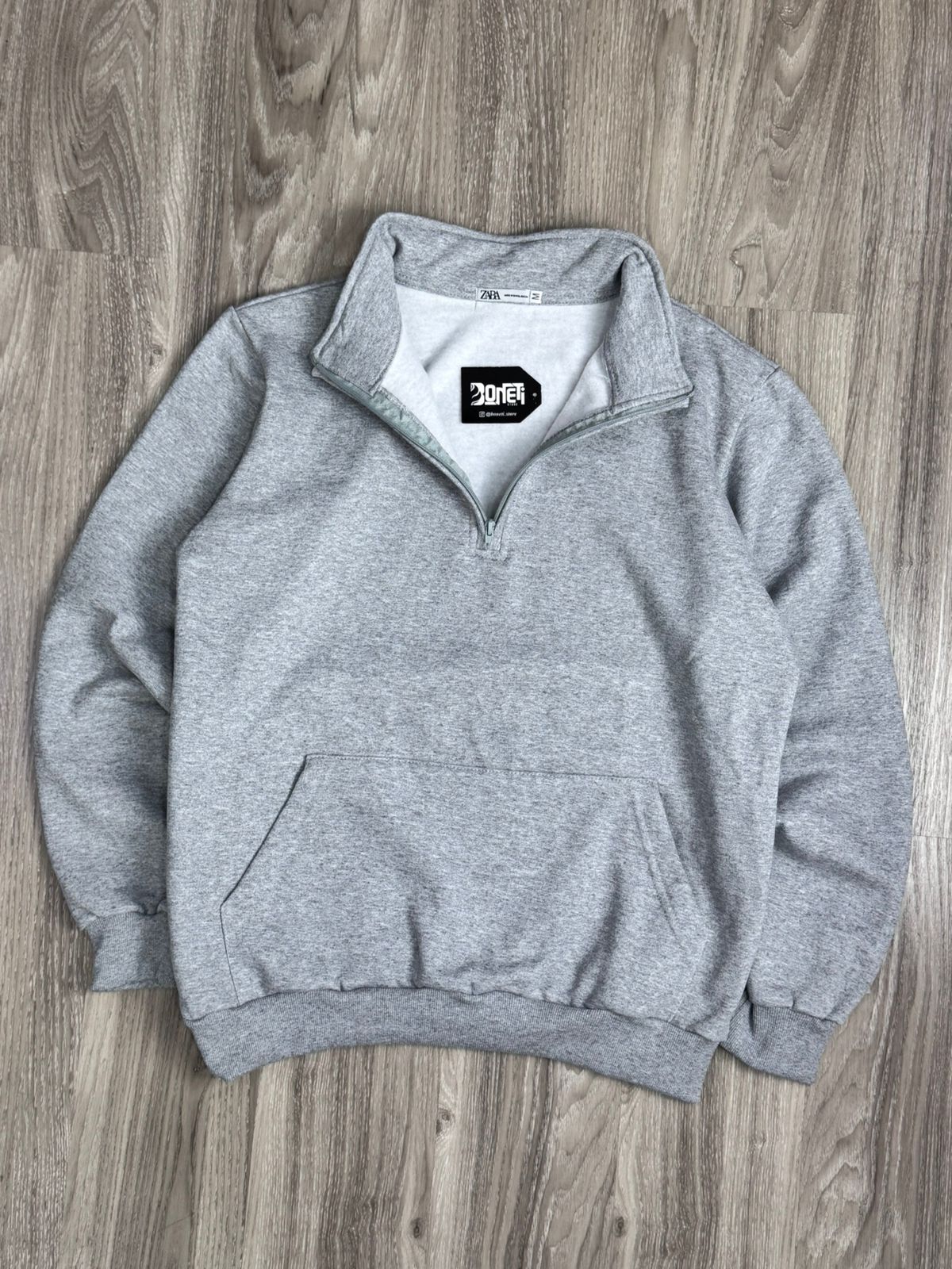 MOLETOM GOLA ALTA ZIP Z.A - CINZA