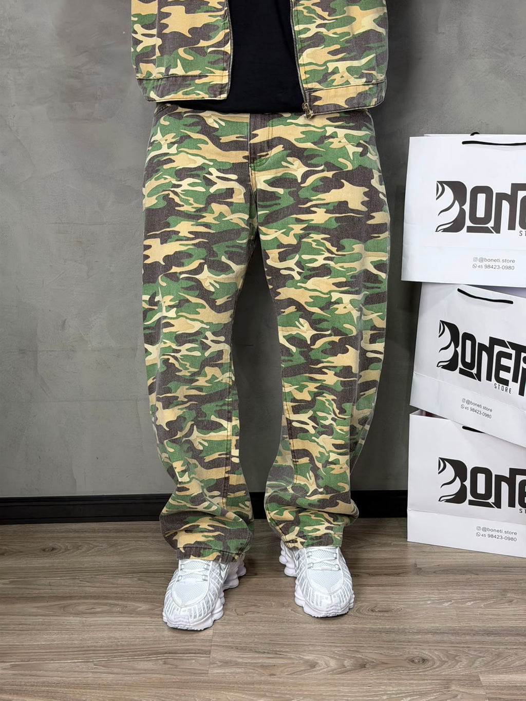 CALÇA JEANS BARREL PRESENCE CAMUFLADA
