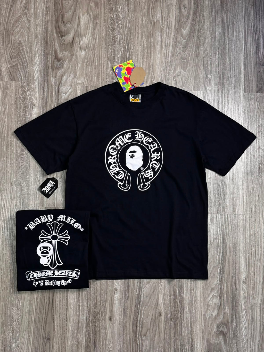 CAMISETA BAPE X CHROME HEARTS BABY MILO - PRETA