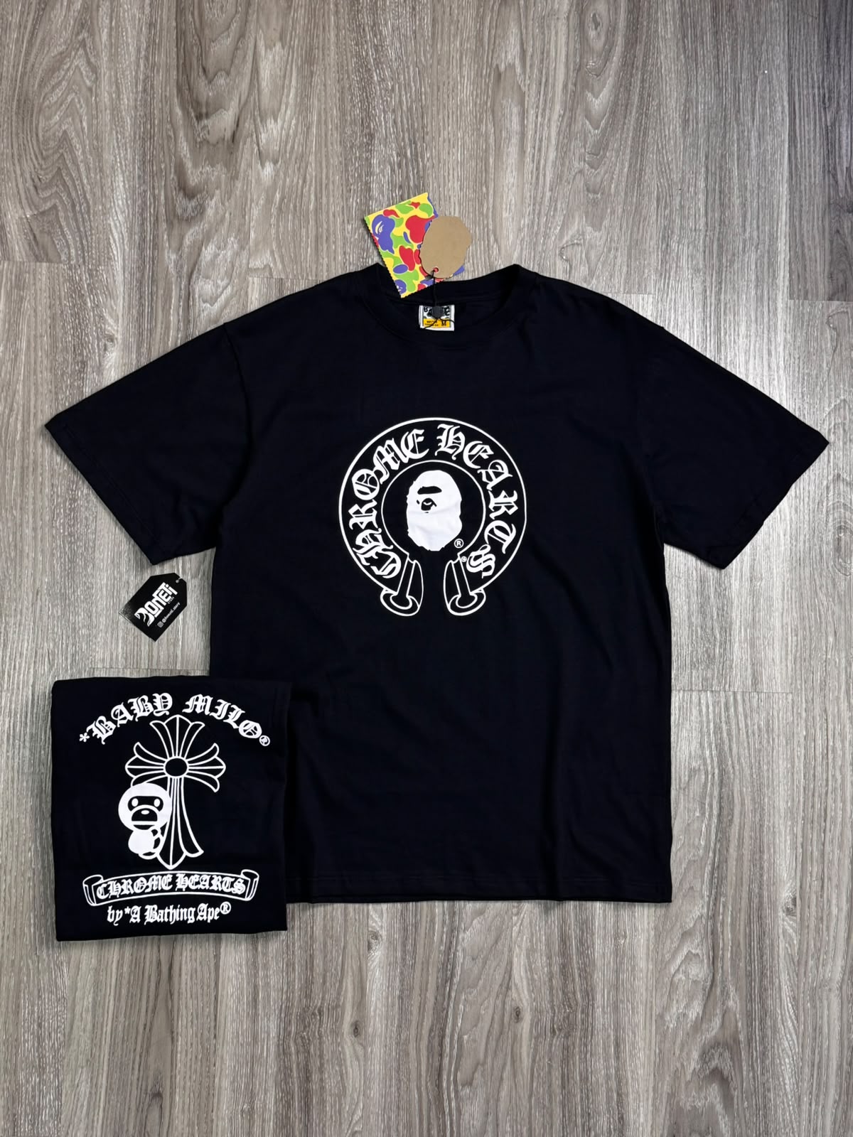 CAMISETA BAPE X CHROME HEARTS BABY MILO - PRETA