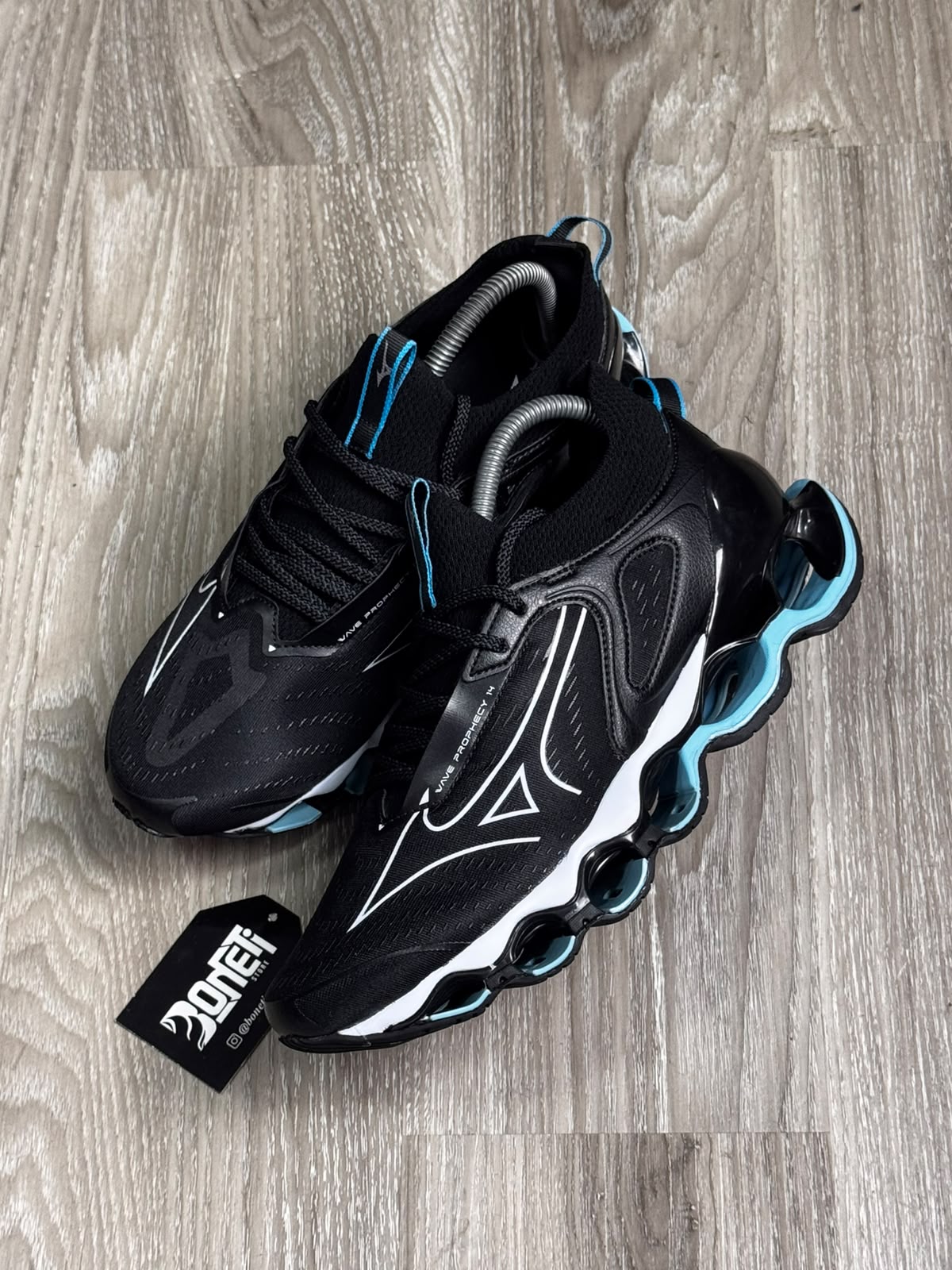 TÊNIS MZN WAVE PROPHECY 14 - PRETO E AZUL BEBÊ