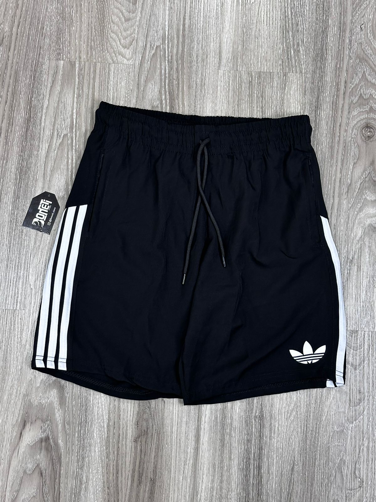 SHORTS TACTEL ADD LISTRAS - PRETO