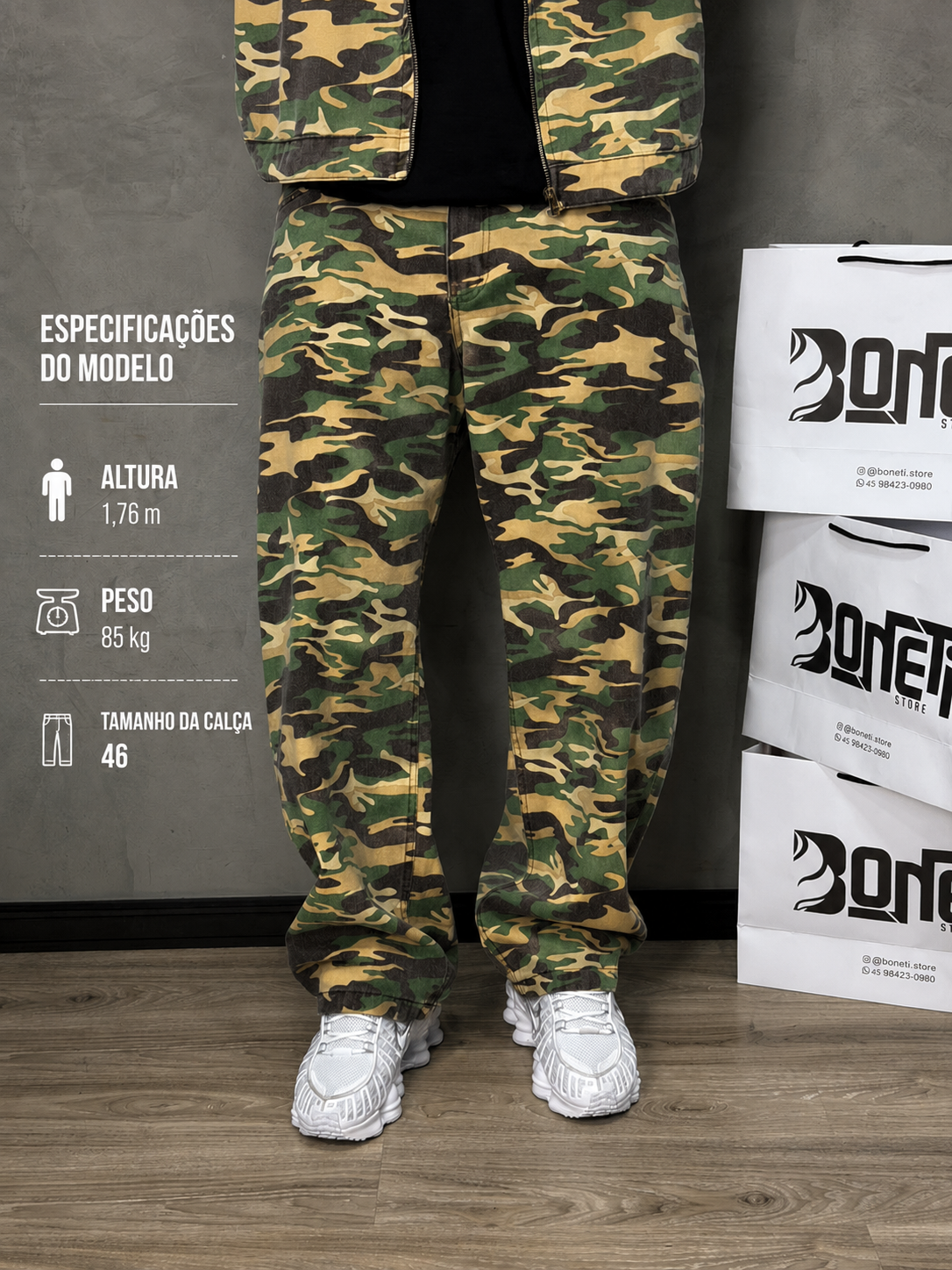 CALÇA JEANS BARREL PRESENCE CAMUFLADA