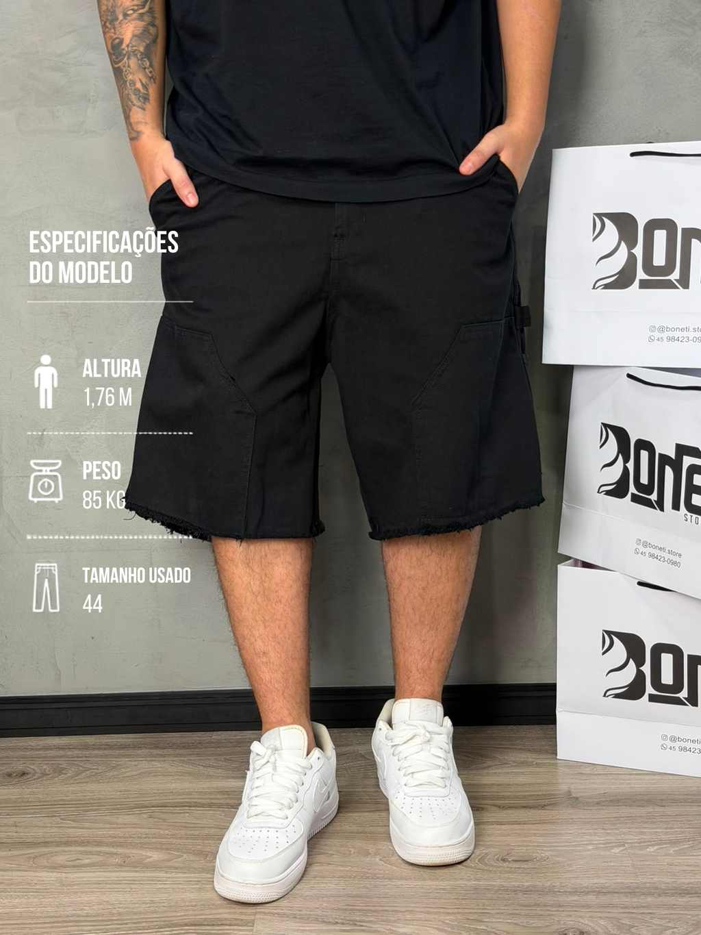 BERMUDA CARPINTEIRO PRESENCE PRETA - 9200