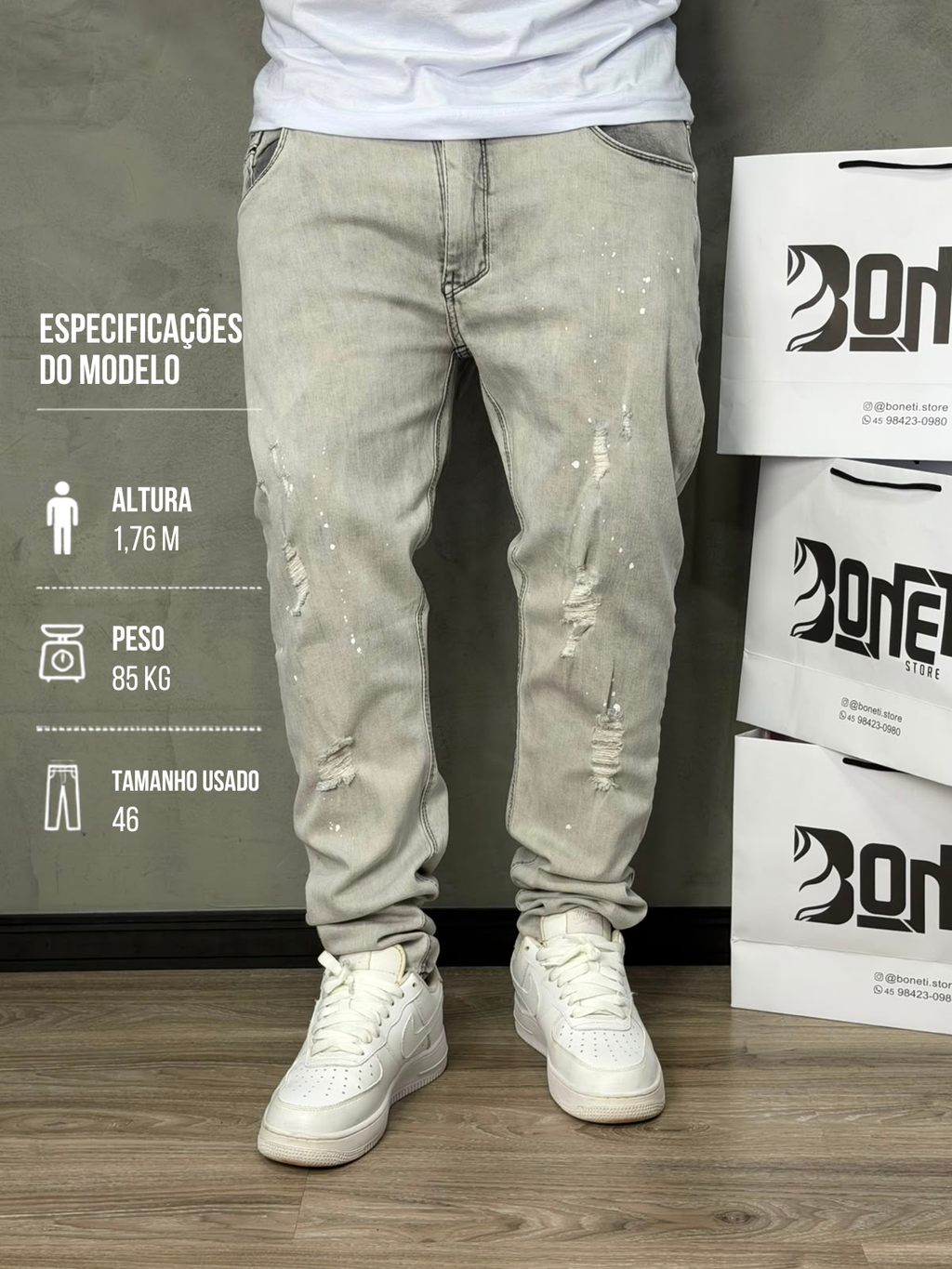 CALÇA JEANS SKINNY CINZA JAY JONES - 8434