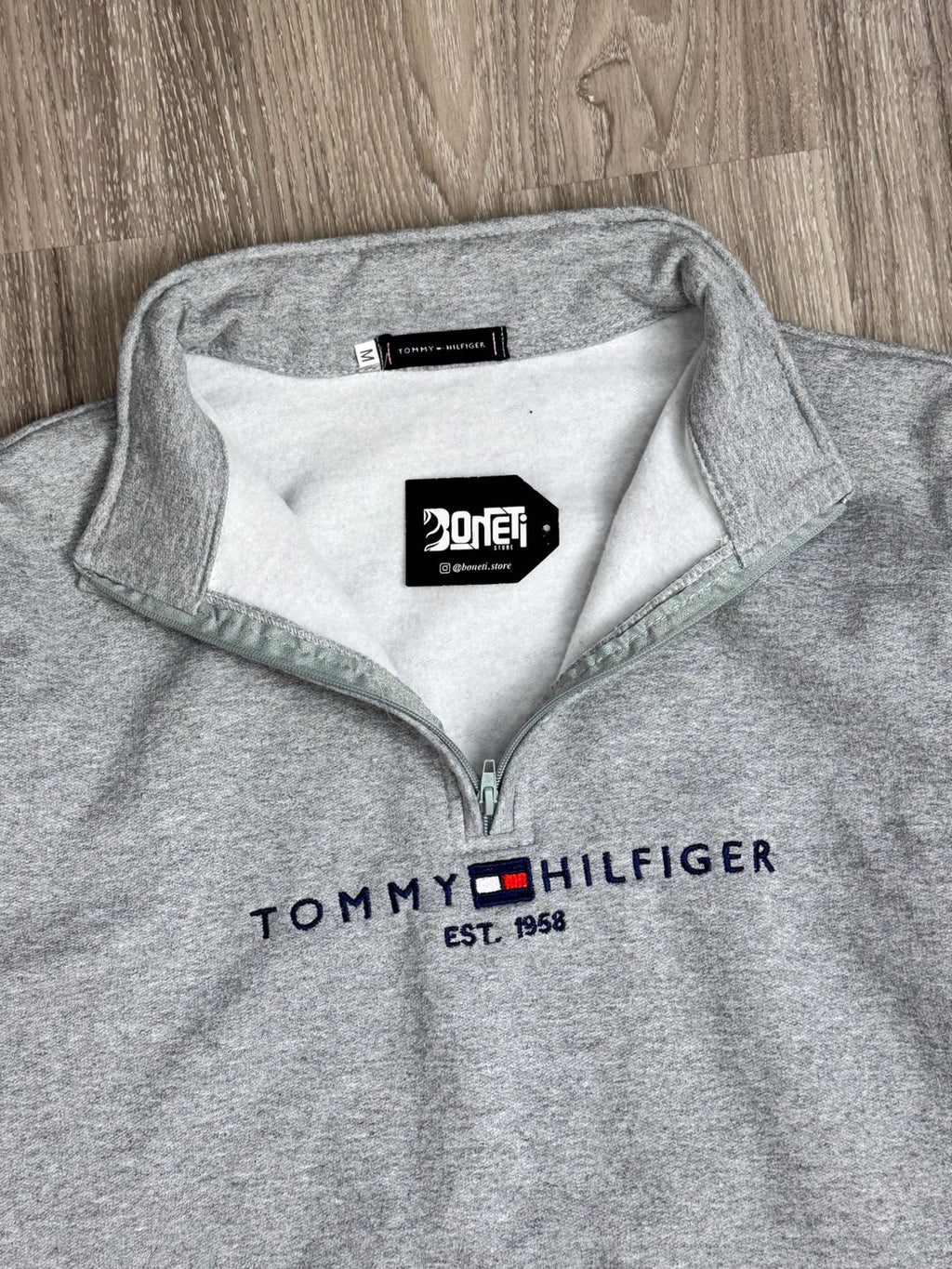 MOLETOM GOLA ALTA ZIP TOMMY - CINZA