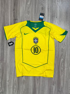 CAMISA RETRÔ BR 2004 RONALDINHO 10 - AMARELA