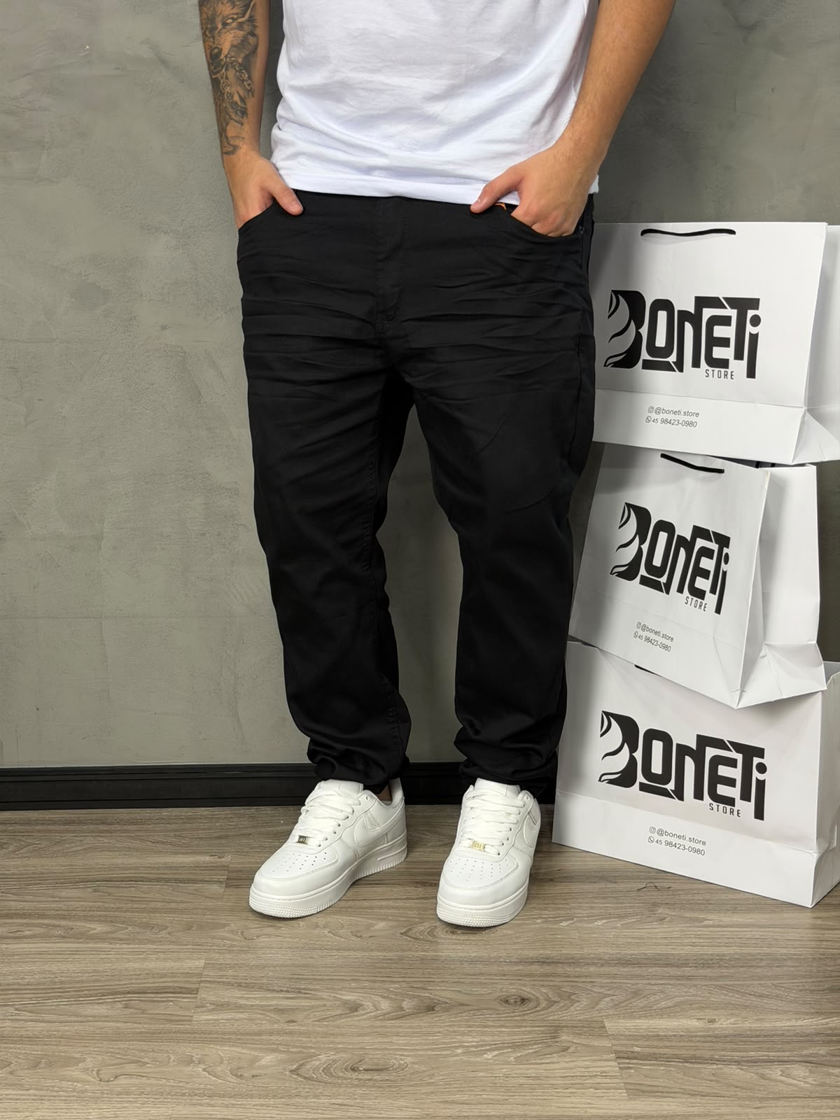 CALÇA JEANS SKINNY PRETA CITY DENIM - 7002
