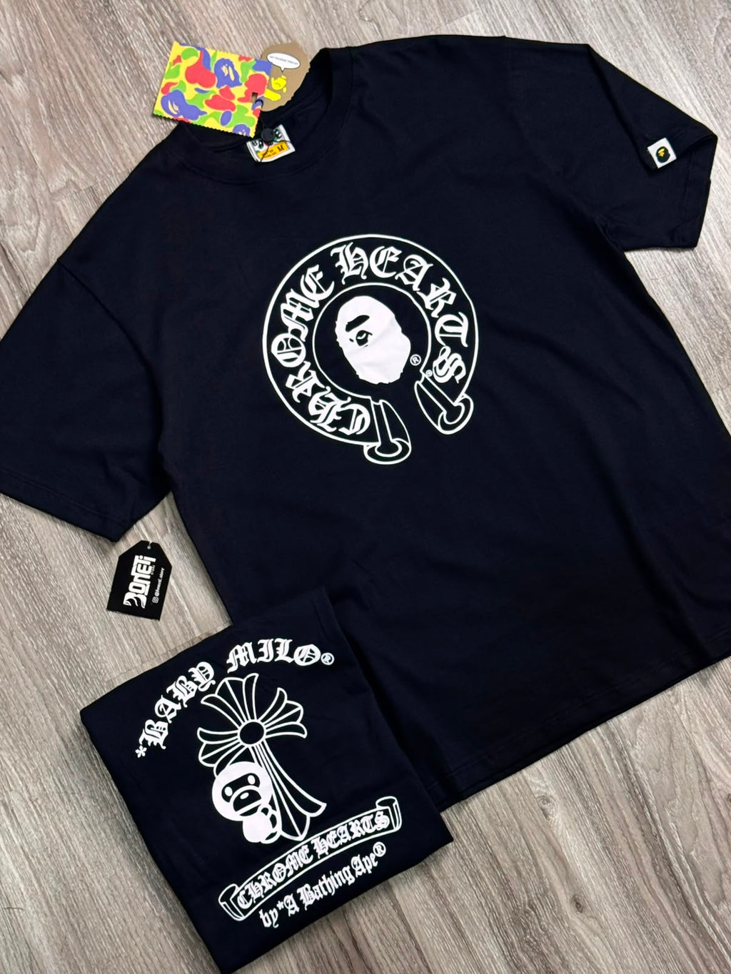 CAMISETA BAPE X CHROME HEARTS BABY MILO - PRETA