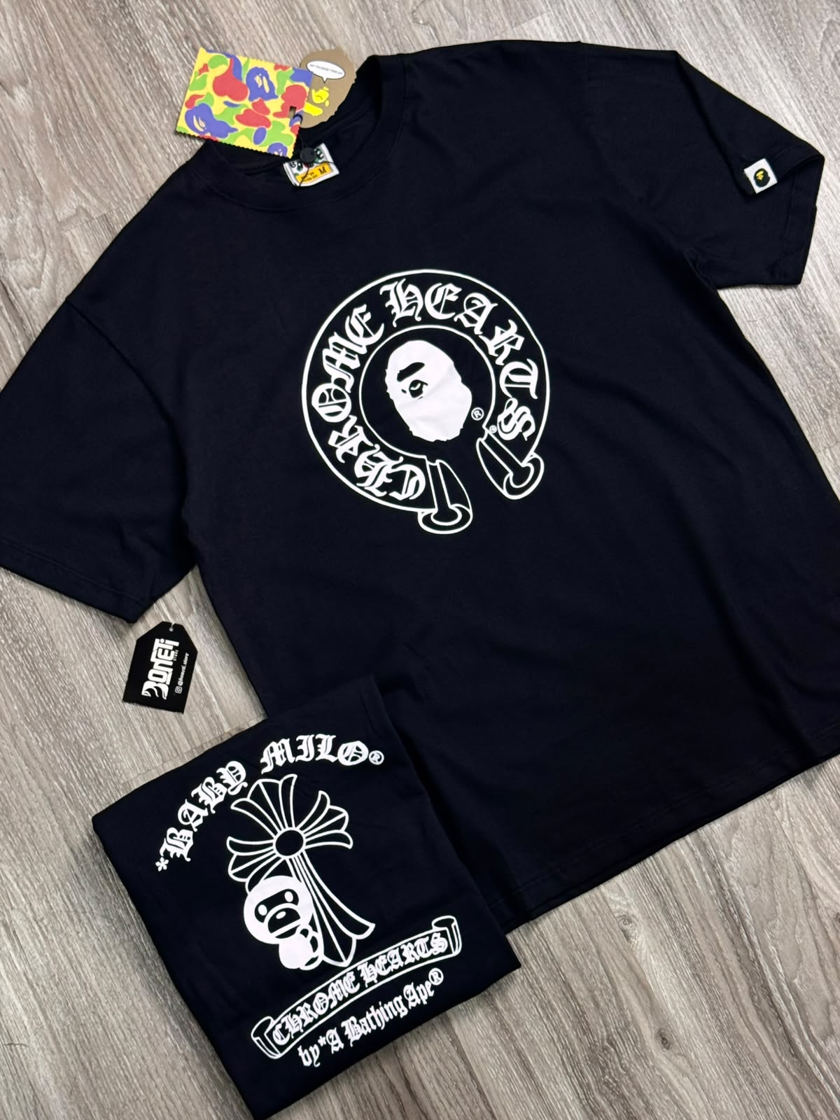 CAMISETA BAPE X CHROME HEARTS BABY MILO - PRETA