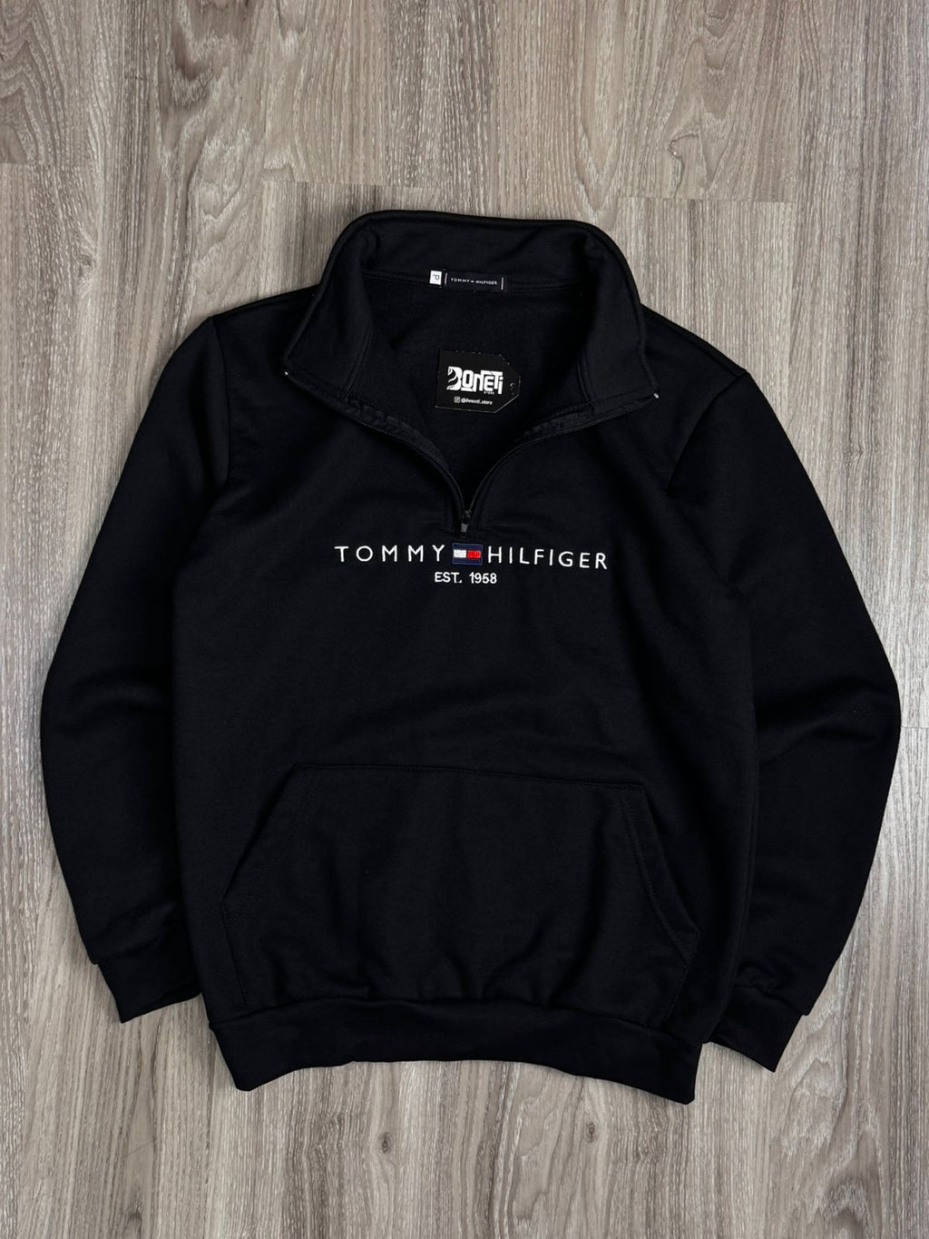 MOLETOM GOLA ALTA ZIP TOMMY - PRETO