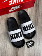 CHINELO SLIDE NK LETTER - BLACK WHITE