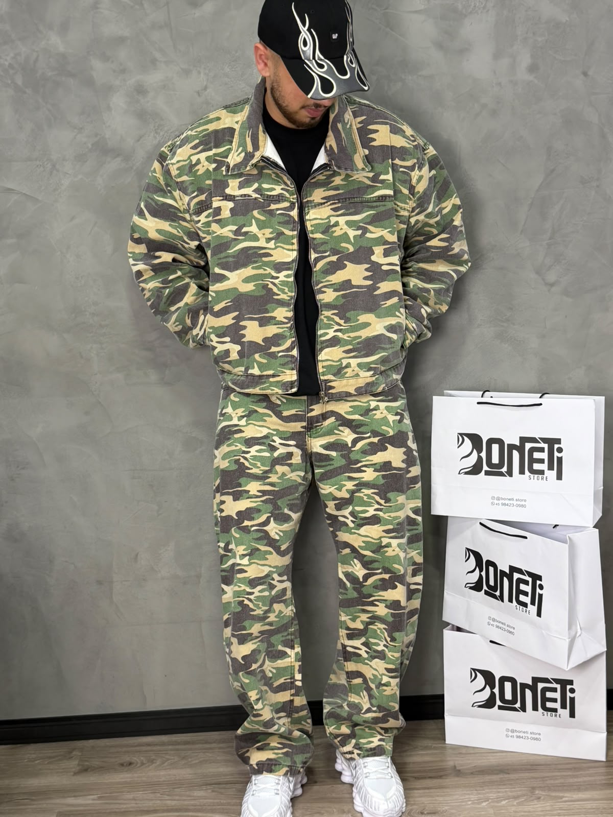 CALÇA JEANS BARREL PRESENCE CAMUFLADA
